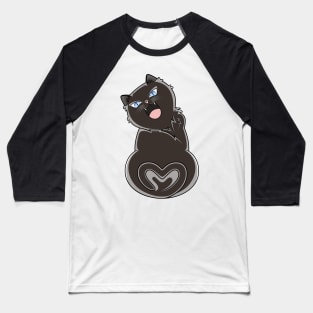 Black Cat Meowing Love Baseball T-Shirt